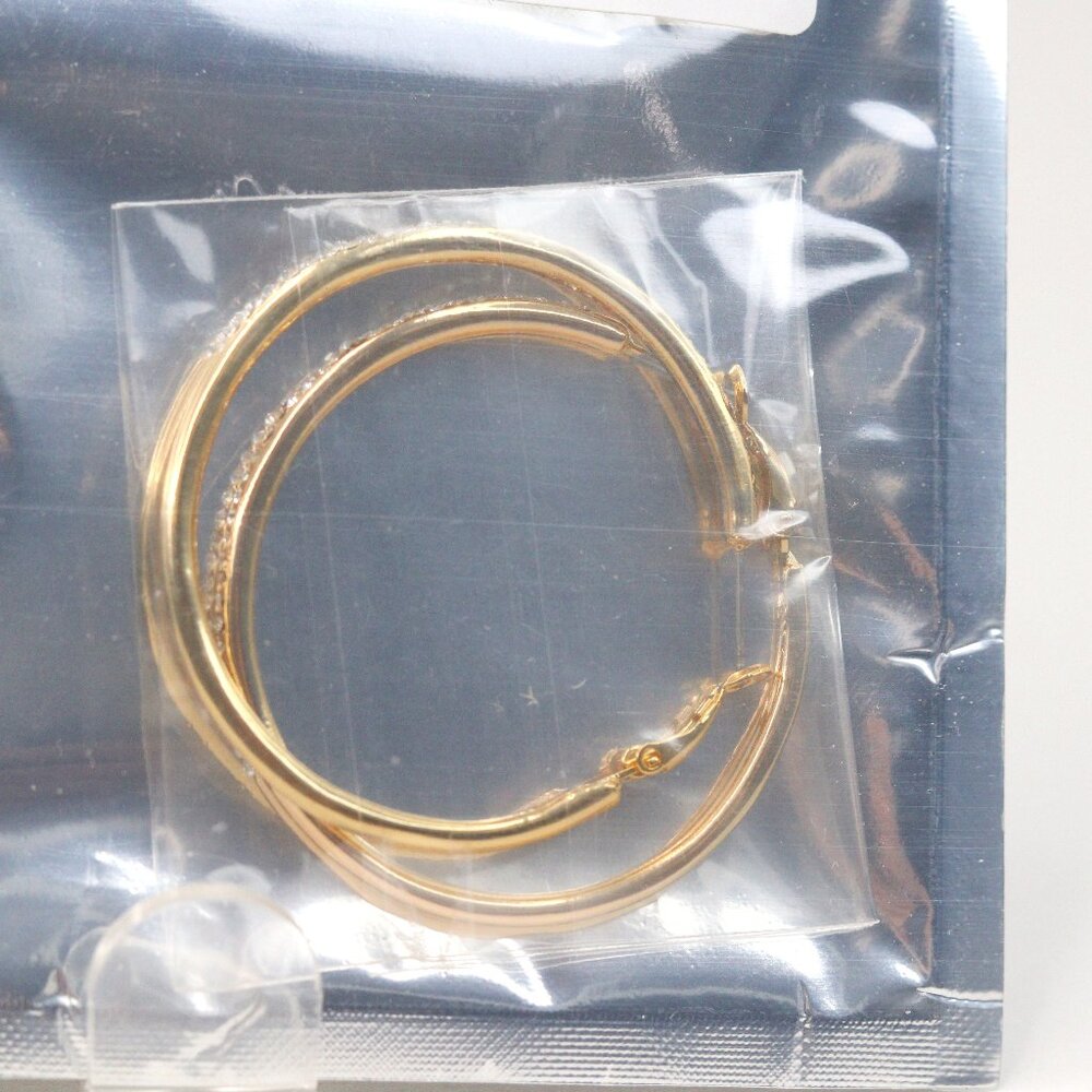 Callura Set Clear Goldtone, and 1 Pair Antique Rose Hoop Earrings W Swarovski C